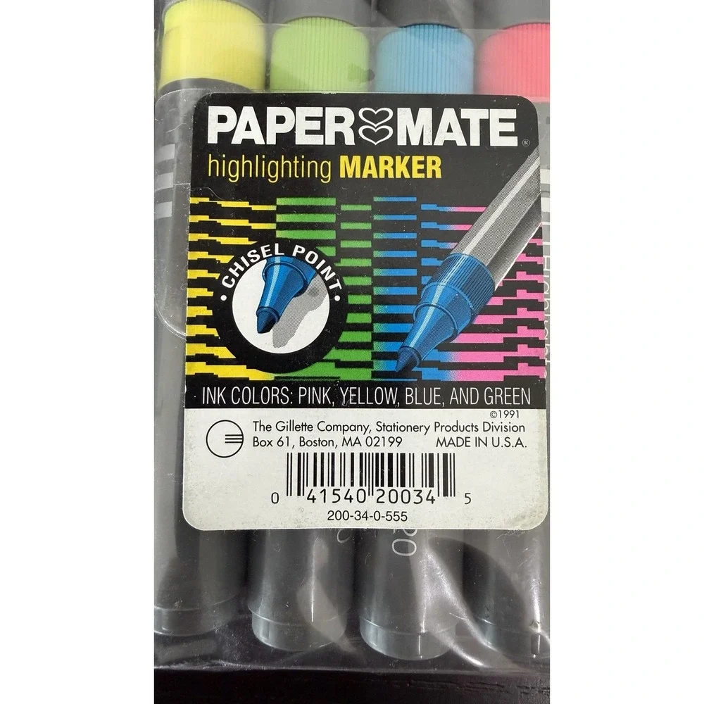Vintage Sealed Papermate Highlighters Markers Chisel Point Double Heart 1990s